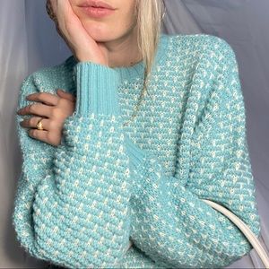 HAND KNIT ARNOLD PALMER TURQUOISE SWEATER